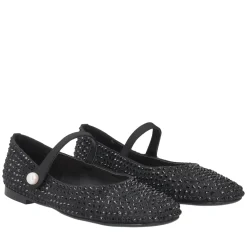 Ballerina Eden in pelle con strass colore nero
