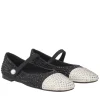 Ballerina Eden in pelle con strass colore avorio/nero