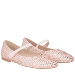 Ballerina Eden in pelle con strass colore cipria