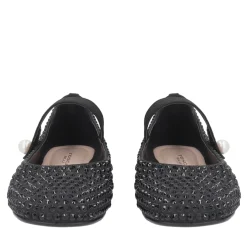 Ballerina Eden in pelle con strass colore nero