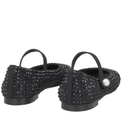 Ballerina Eden in pelle con strass colore nero
