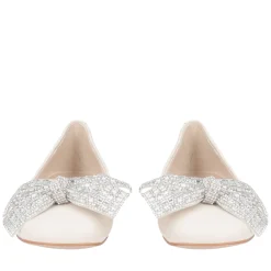 Ballerina Eden in pelle con fiocco colore avorio