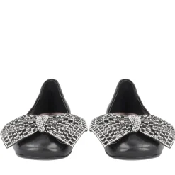 Ballerina Eden in pelle con fiocco colore nero