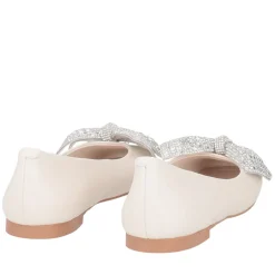 Ballerina Eden in pelle con fiocco colore avorio