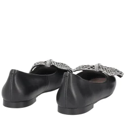 Ballerina Eden in pelle con fiocco colore nero
