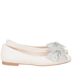 Ballerina Eden in pelle con fiocco colore avorio