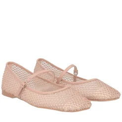 Ballerina Eden in rete con strass colore cipria