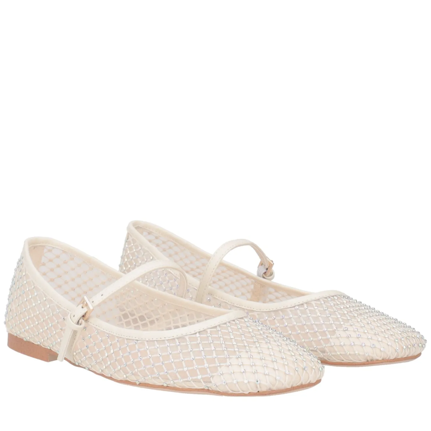 Ballerina Eden in rete con strass colore avorio