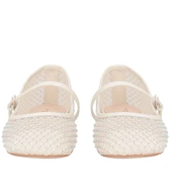 Ballerina Eden in rete con strass colore avorio