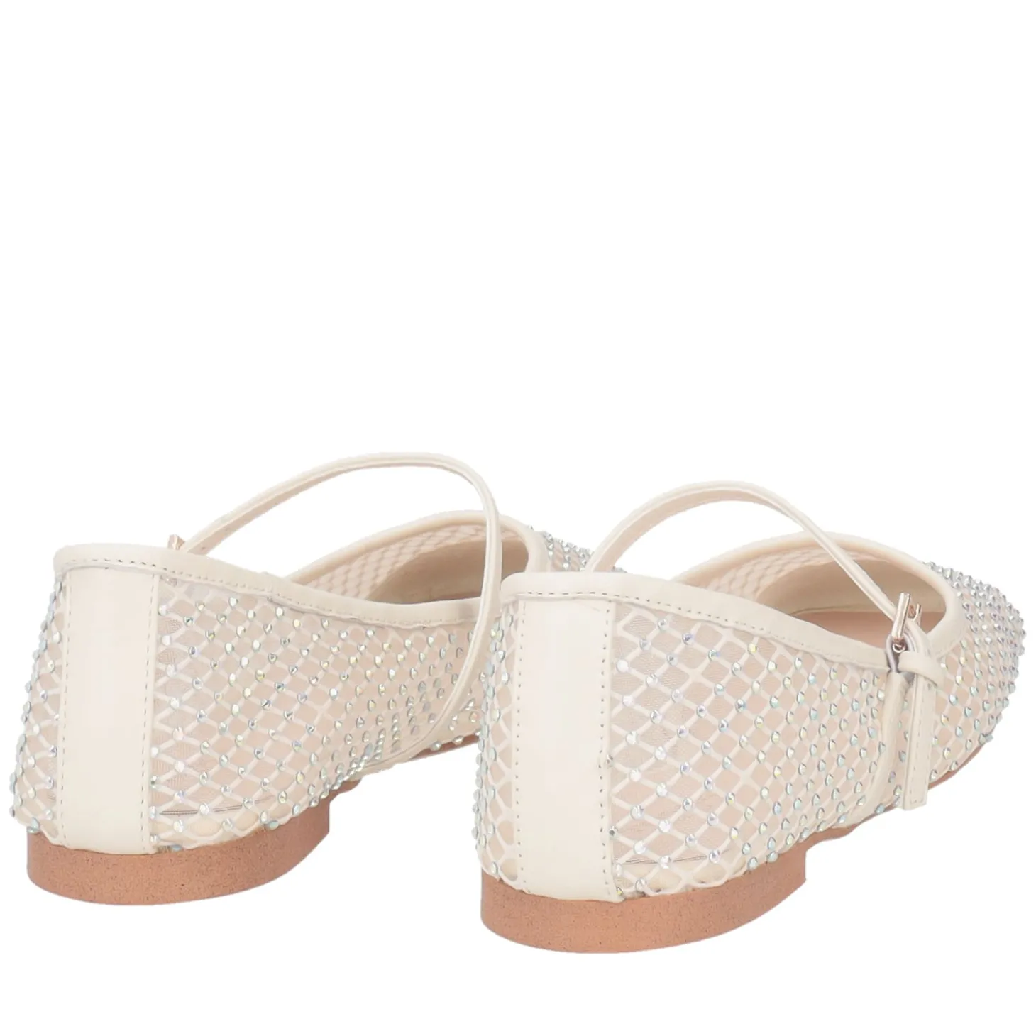 Ballerina Eden in rete con strass colore avorio