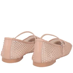 Ballerina Eden in rete con strass colore cipria
