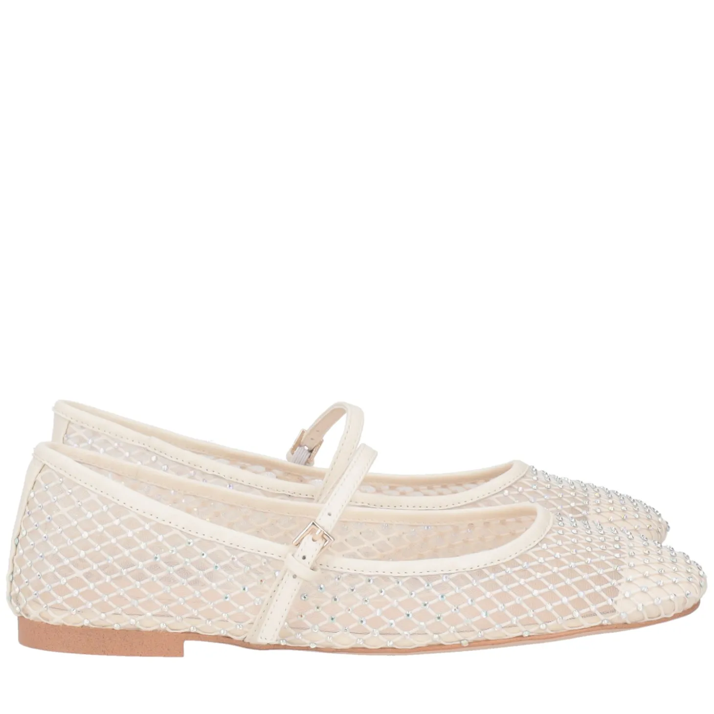 Ballerina Eden in rete con strass colore avorio