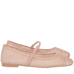 Ballerina Eden in rete con strass colore cipria