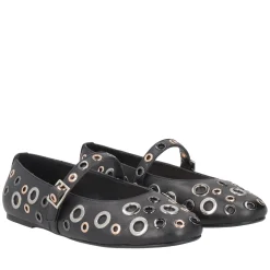 Ballerina Fern in pelle con borchie colore nero