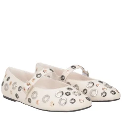 Ballerina Fern in pelle con borchie colore avorio
