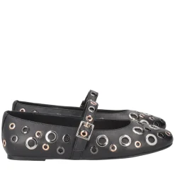 Ballerina Fern in pelle con borchie colore nero