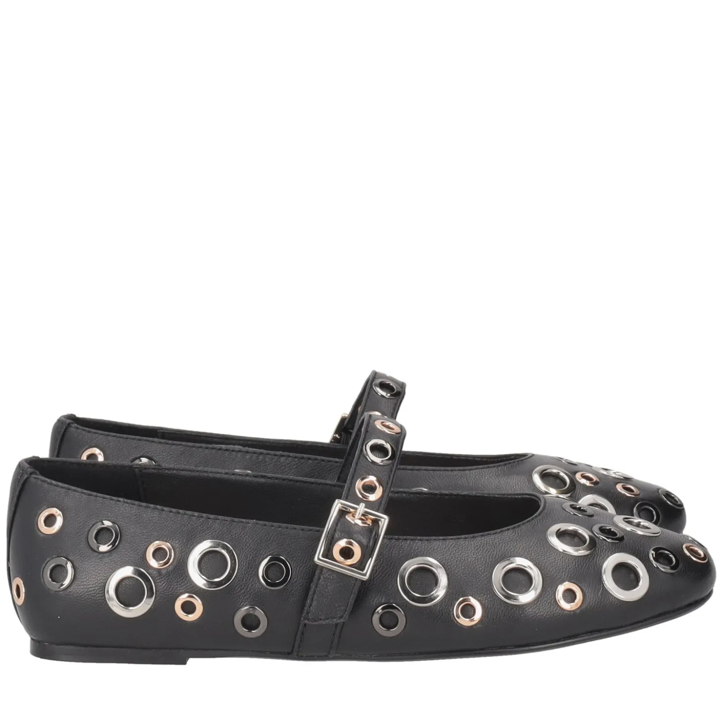 Ballerina Fern in pelle con borchie colore nero