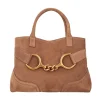 Borsa a mano Cecilia in pelle scamosciata colore cognac