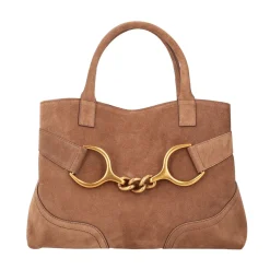Borsa a mano Cecilia in pelle scamosciata colore cognac