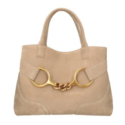 Borsa a mano Cecilia in pelle scamosciata colore beige