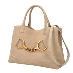 Borsa a mano Cecilia in pelle scamosciata colore beige
