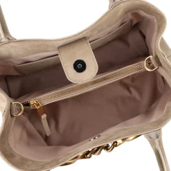 Borsa a mano Cecilia in pelle scamosciata colore beige