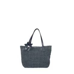 BORSA A MANO INTRECCIATA JEANS CON BUSTA INTERNA COLORE BLU