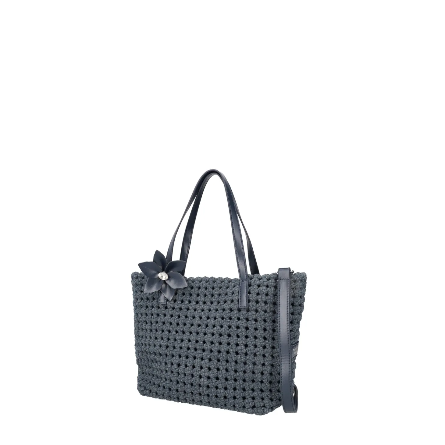 BORSA A MANO INTRECCIATA JEANS CON BUSTA INTERNA COLORE BLU
