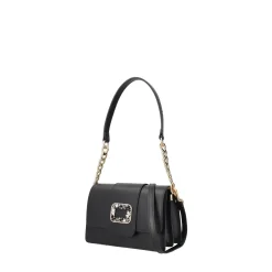 Borsa a spalla Denise con accessorio gioiello colore nero