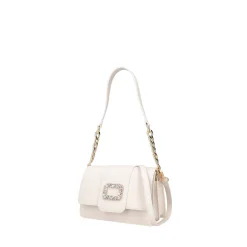 Borsa a spalla Denise con accessorio gioiello colore avorio