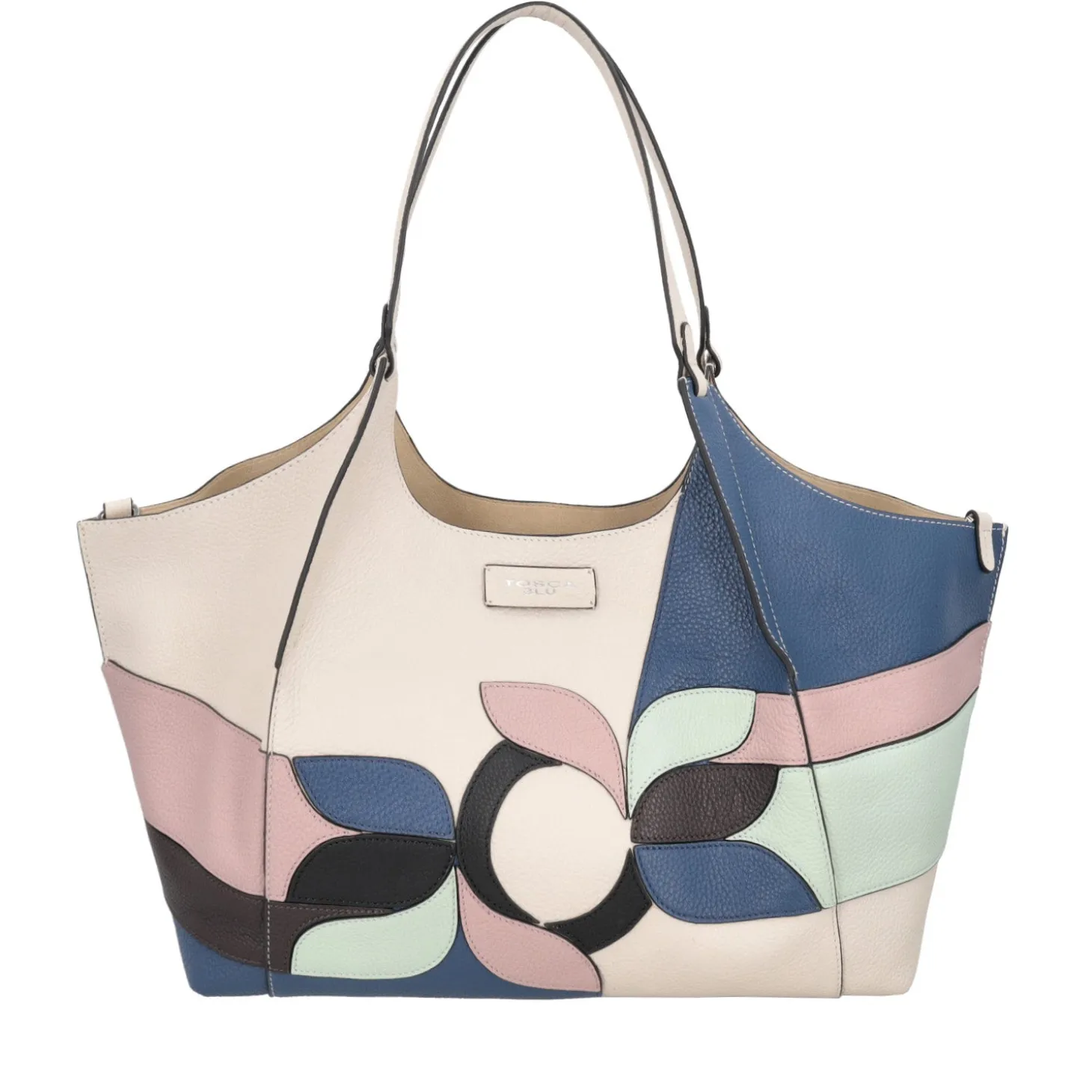 Borsa grande con patch Marcella colore avorio