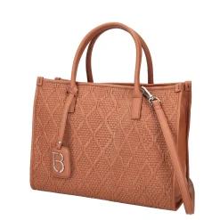 Borsa grande intrecciata Melania colore cuoio