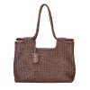 Borsa in pelle intrecciata Clara colore testa di moro