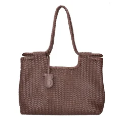 Borsa in pelle intrecciata Clara colore testa di moro