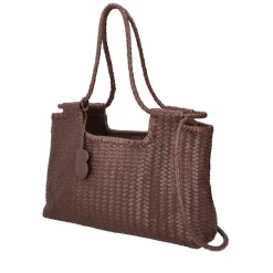 Borsa in pelle intrecciata Clara colore testa di moro