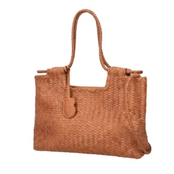 Borsa in pelle intrecciata Clara colore cuoio