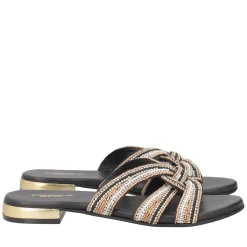Ciabatta Rainbow con strass e perline colore nero