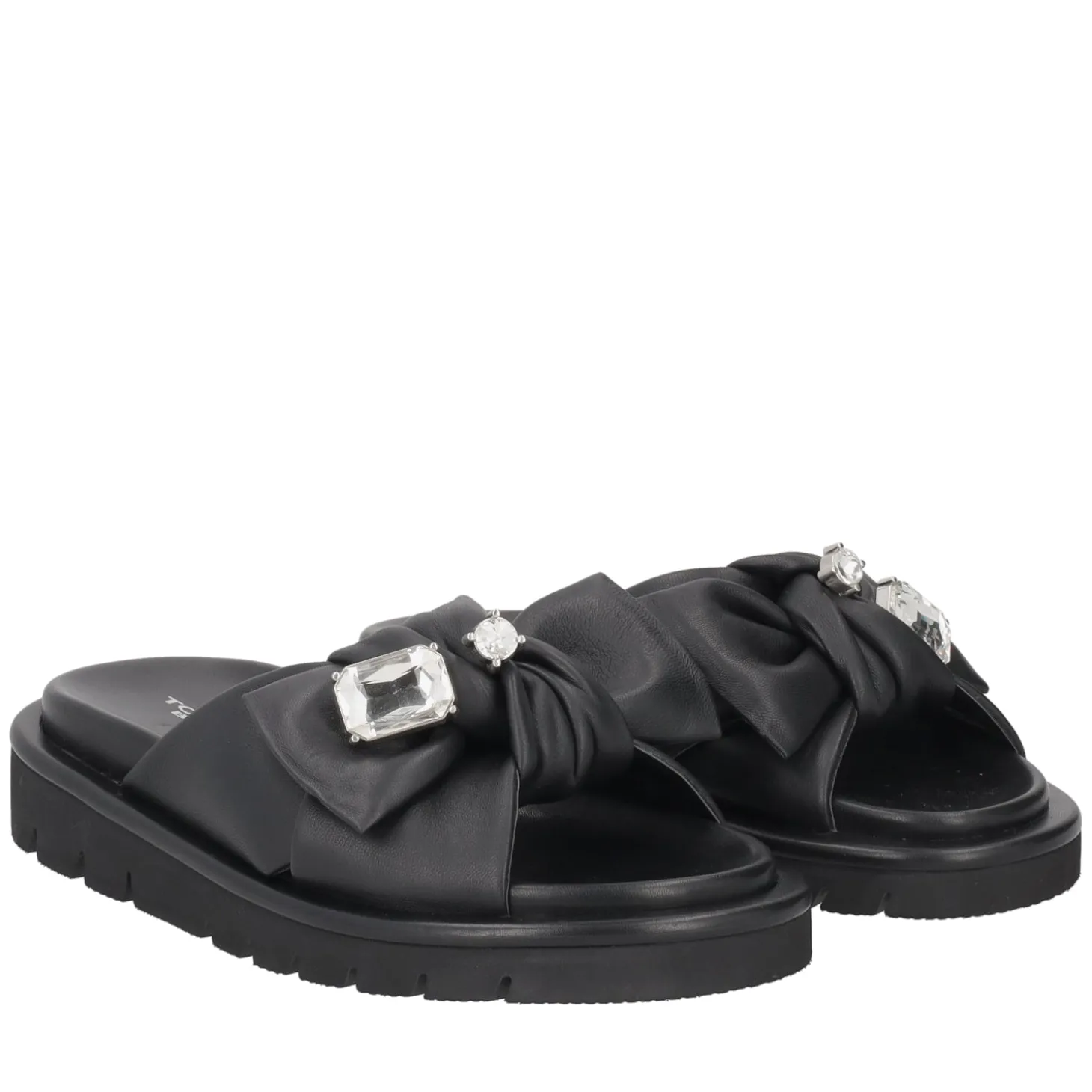 Ciabatta Summerlyn in pelle con fiocco colore nero