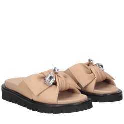 Ciabatta Summerlyn in pelle con fiocco colore beige