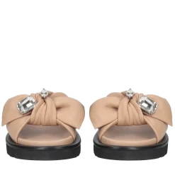 Ciabatta Summerlyn in pelle con fiocco colore beige