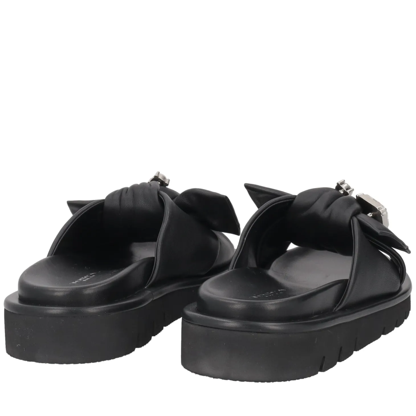 Ciabatta Summerlyn in pelle con fiocco colore nero