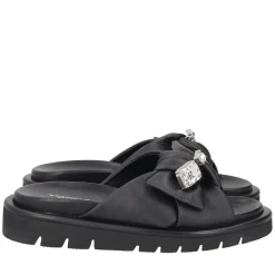 Ciabatta Summerlyn in pelle con fiocco colore nero