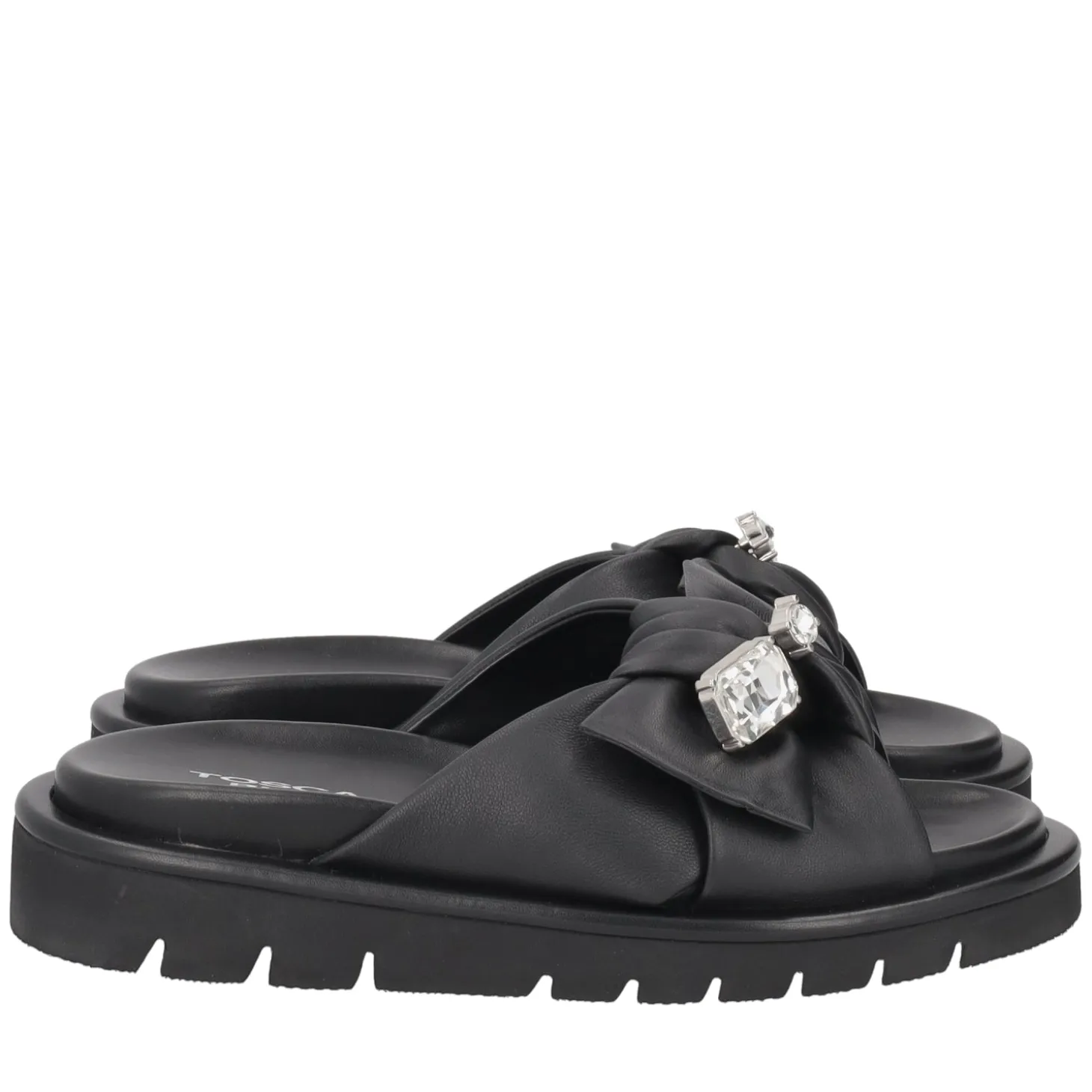 Ciabatta Summerlyn in pelle con fiocco colore nero