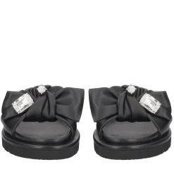 Ciabatta Summerlyn in pelle con fiocco colore nero