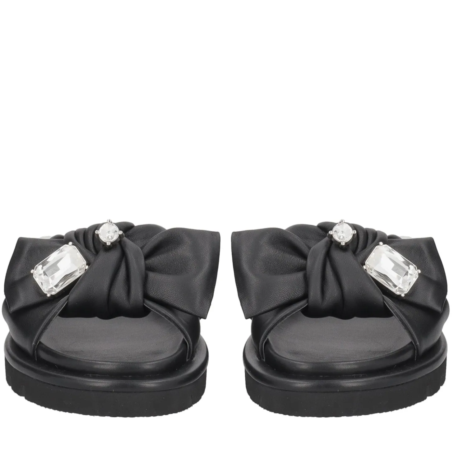 Ciabatta Summerlyn in pelle con fiocco colore nero