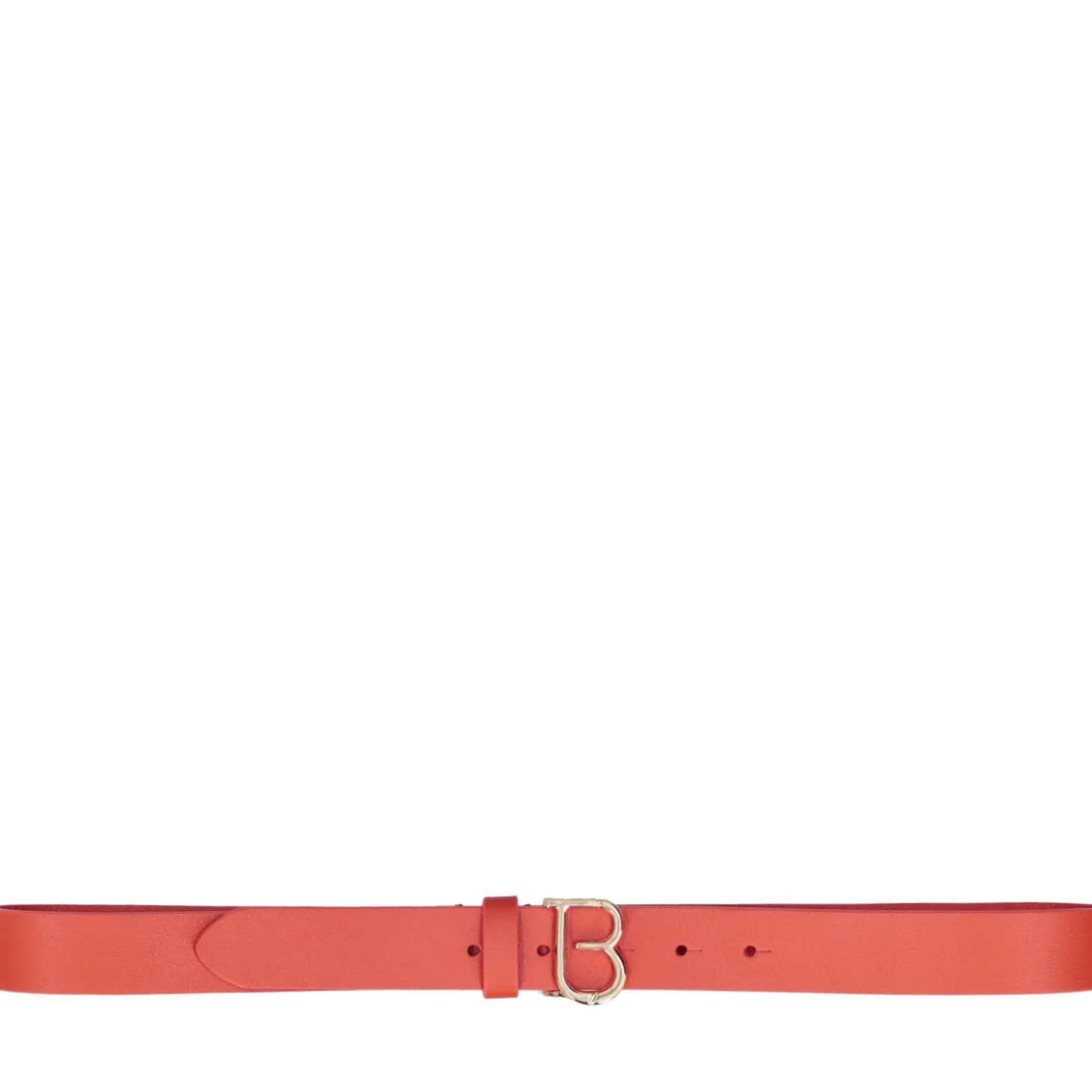Cintura in pelle con logo tb colore corallo