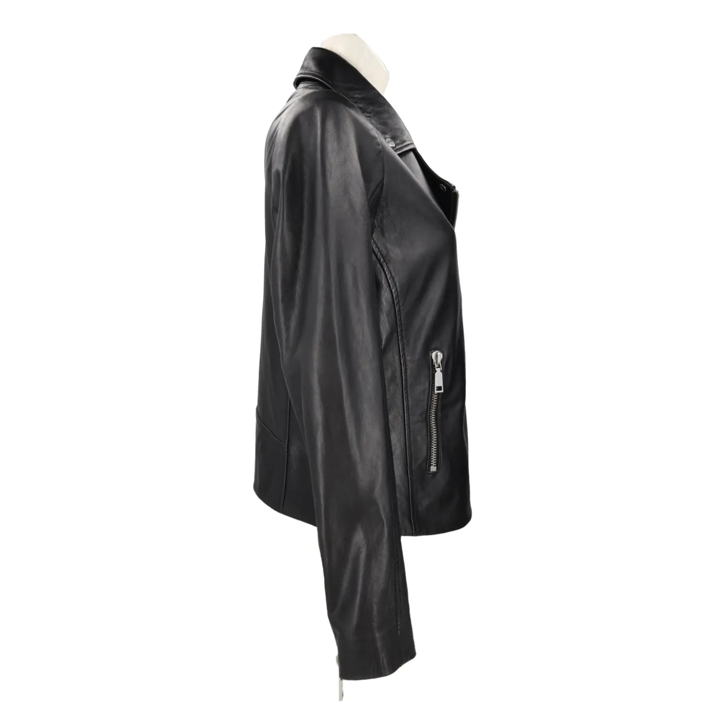 Giubbotto in pelle con zip colore nero
