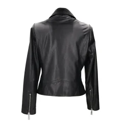 Giubbotto in pelle con zip colore nero
