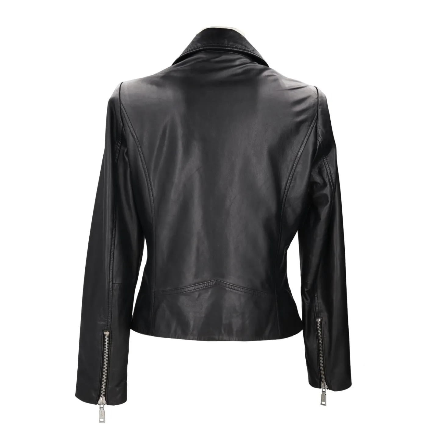 Giubbotto in pelle con zip colore nero
