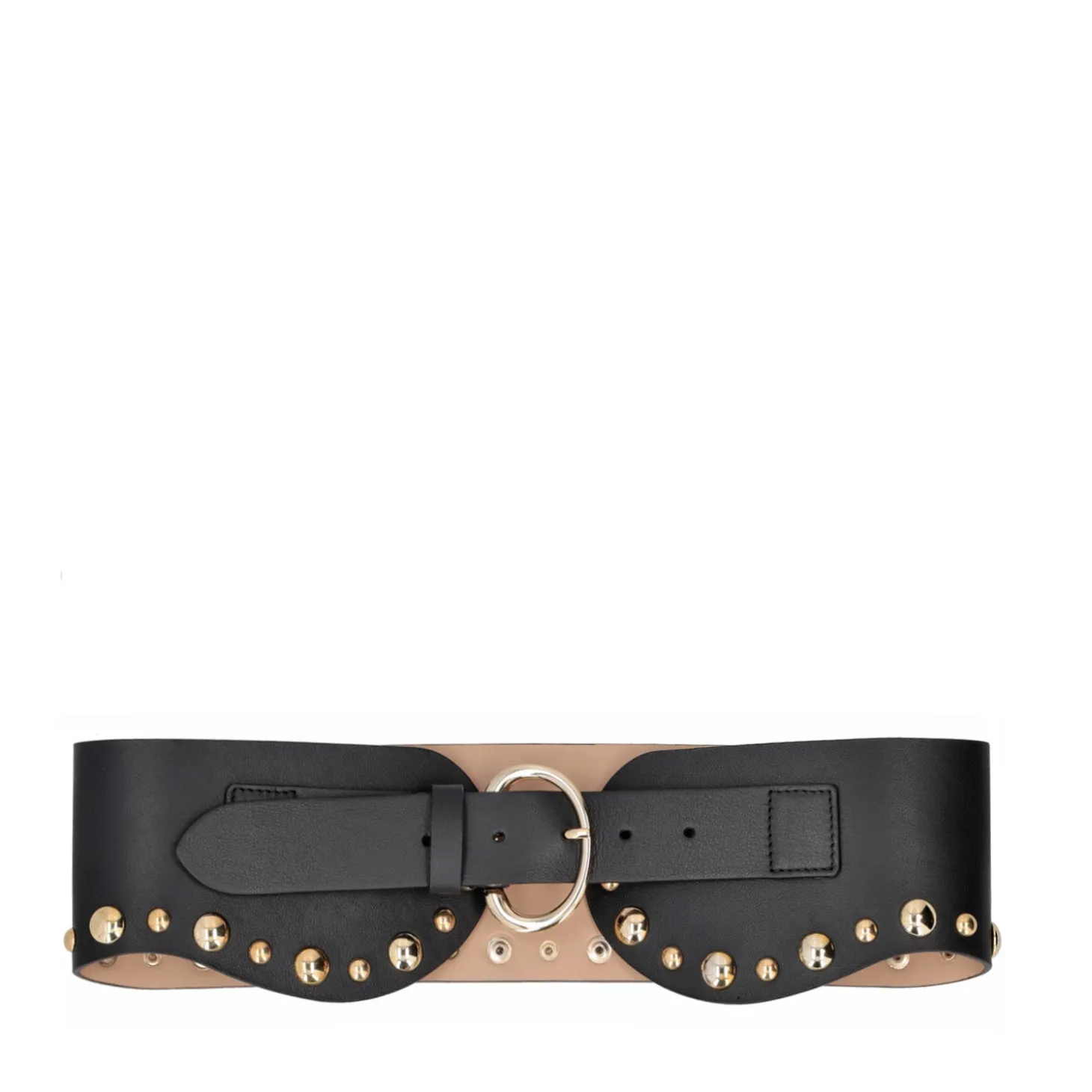 Maxi Cintura in pelle con borchie colore nero